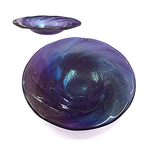 Purple Iridescent Glass Art Fruit Bowl Centerpiece