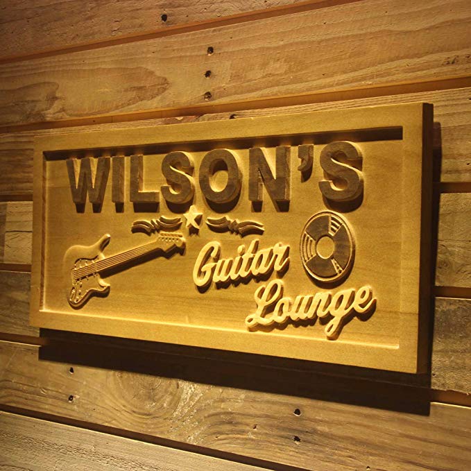 ADVPRO wpa0057 Name Personalized Guitar Lounge Music Band Room Man Cave Den Beer Bar 3D Engraved Wooden Sign - Large 26.75