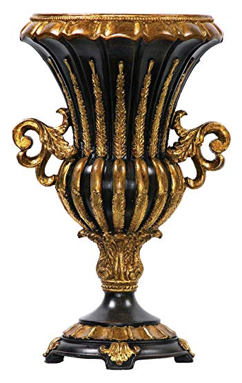 Sterling 91-3491 Boyet Striped Urn, 10 by 17-Inch, Black/Gold