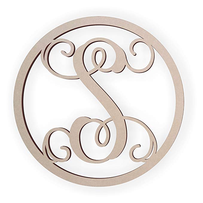 Jess and Jessica Wooden Letter S, Wooden Monogram Wall Hanging, Large Wooden Letters, Cursive Wood Letter