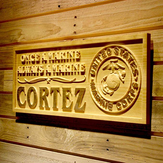 ADVPRO wpa0345 Name Personalized United States Marine Corps Gifts Wood Engraved Wooden Sign - Large 26.75