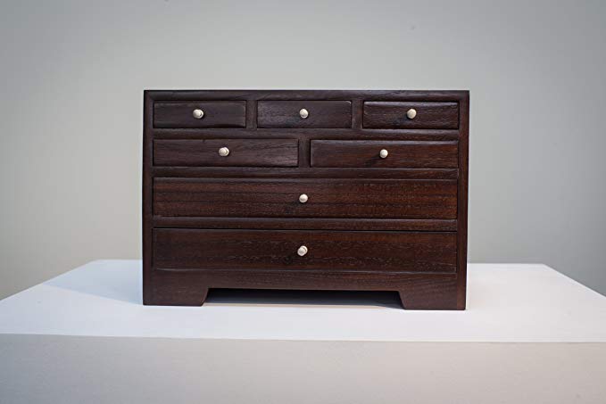 Japanese tansu style jewelry box, KB25, 7 drawers box, solid kiri wood