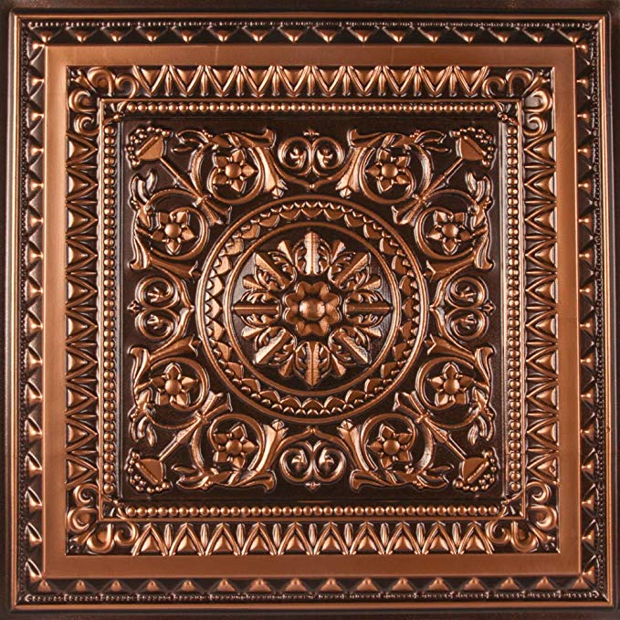 uDecor Marseille Antique Copper 2 ft. x 2 ft. Lay-in or Glue Up Ceiling Tile (Case of 12)
