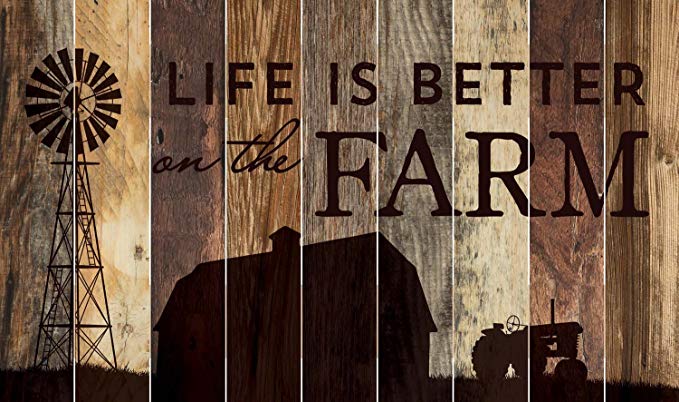 Life is Better on the Farm Silhouette Design 28 x 47 Wood Large Barn Board Wall Art Sign Plaque