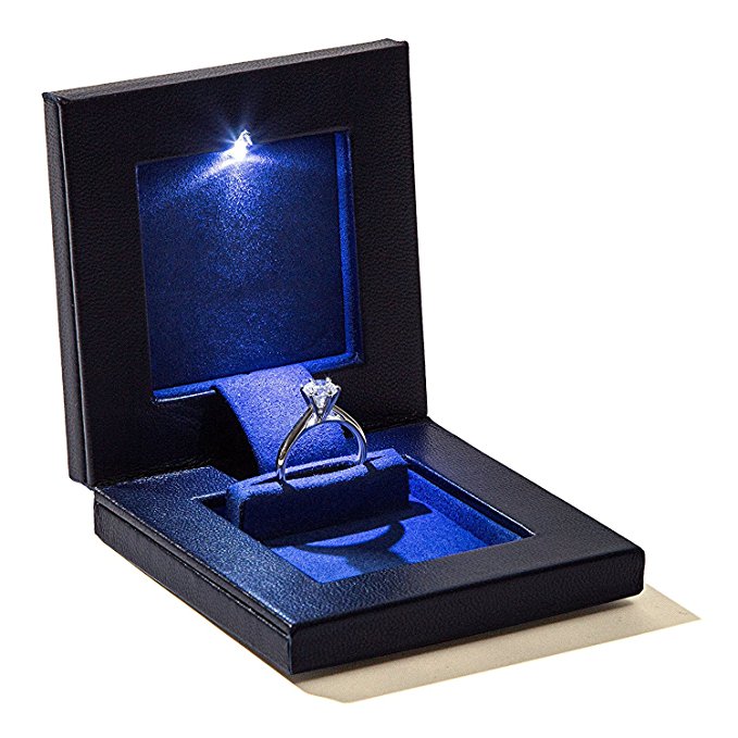 Parker Square Secret Night Box Light up LED, the World's Best Engagement Ring Box