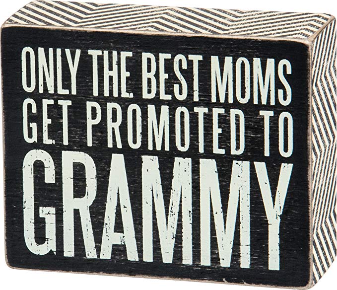 Primitives by Kathy Chevron Trimmed Box Sign, Promoted To Grammy