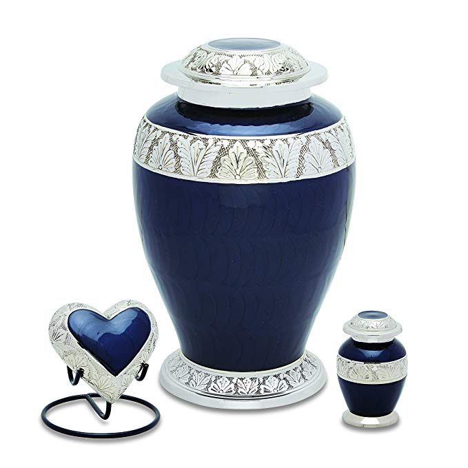 UrnsDirect2U 7529-S Berskhire Silver Black Cremation Urn Set