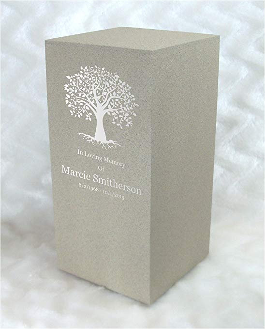 PERSONALIZED Engraved Tree of Life Cremation Urn for Human Ashes -Made in America- Handcrafted in the USA by Amaranthine Urns, Adult Funeral Urn -Eaton DL- (up to 200 lbs living weight) (Sandstone)