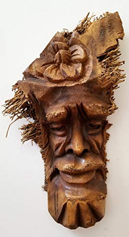 G6 Collection Exotic Bamboo Root Mask Hand Carved Wall Hanging Art Home Decor Tiki (Model C)