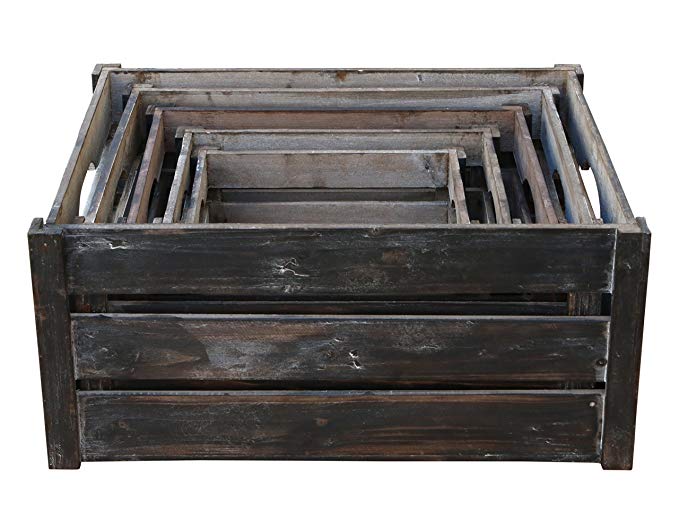 Cheung's FP-3697-5 Nested Wood Slat Crate| Set of 5