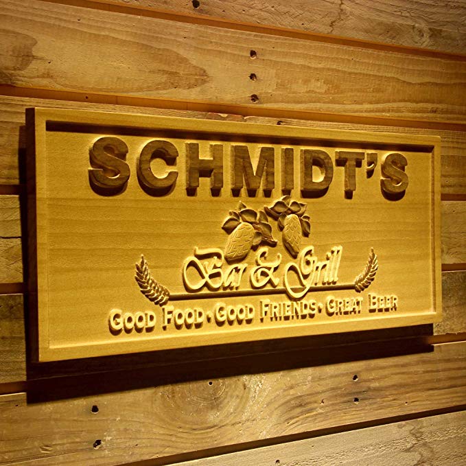 ADVPRO wpa0065 Name Personalized Bar & Grill Beer Décor Home Bar 3D Engraved Wooden Sign - Large 26.75