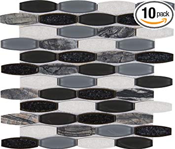 M S International Haley Gris 11.41 In. X 12 In. X 8 mm Glass Stone Mesh-Mounted Mosaic Tile, (9.5 sq. ft., 10 pieces per case)