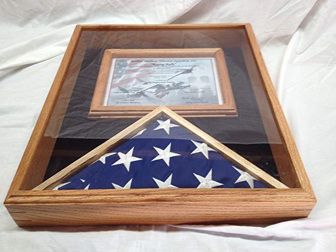 3x5 Flag Display Case With Certificate & Document Holder Solid Hard Wood