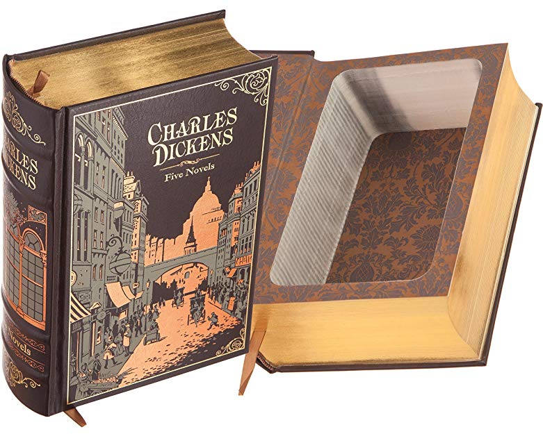 Real Hollow Book Safe - Charles Dickens - Five Novels: Oliver Twist, A Tale of Two Cities, A Christmas Carol... (Leather-bound) (Magnetic Closure)